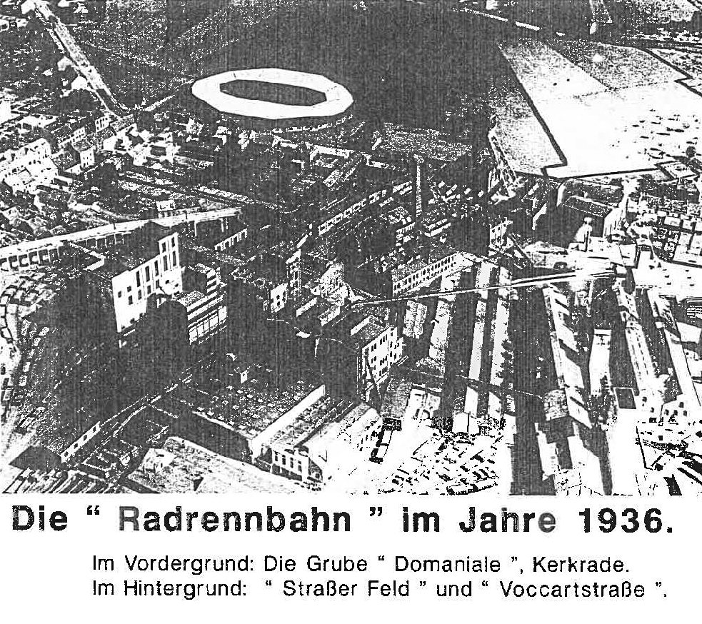 Radrennbahn Holz 1934 mit Grube Domuniale
